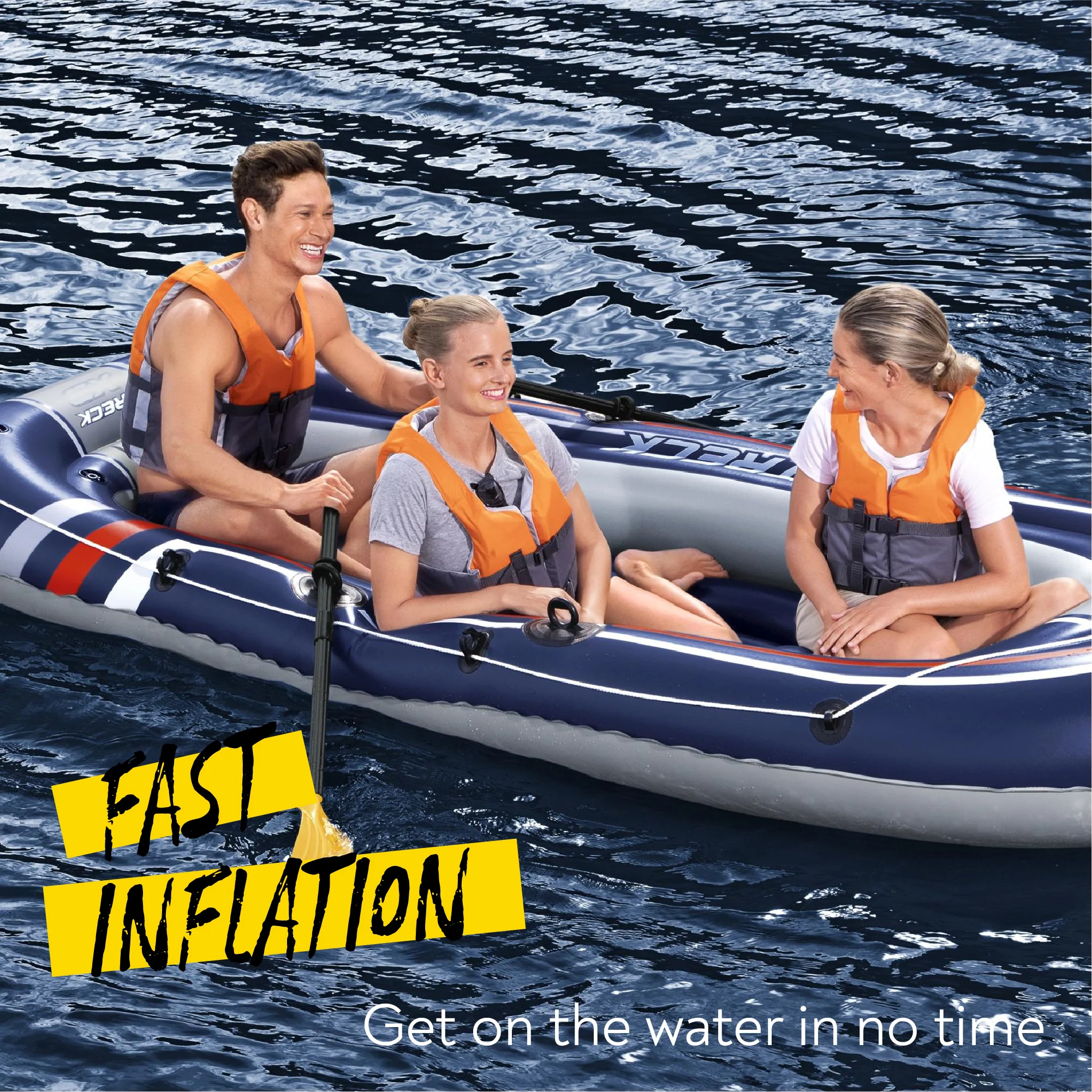 Hydro-Force 3 Person Inflatable Raft Set Treck X3 - Image 5