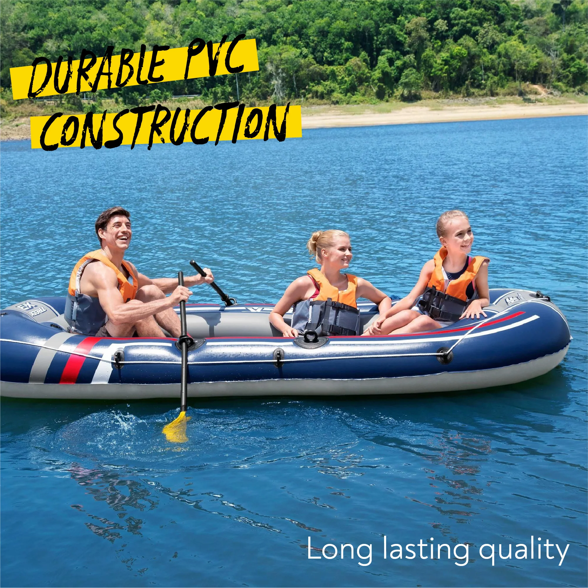 Hydro-Force 3 Person Inflatable Raft Set Treck X3 - Image 6