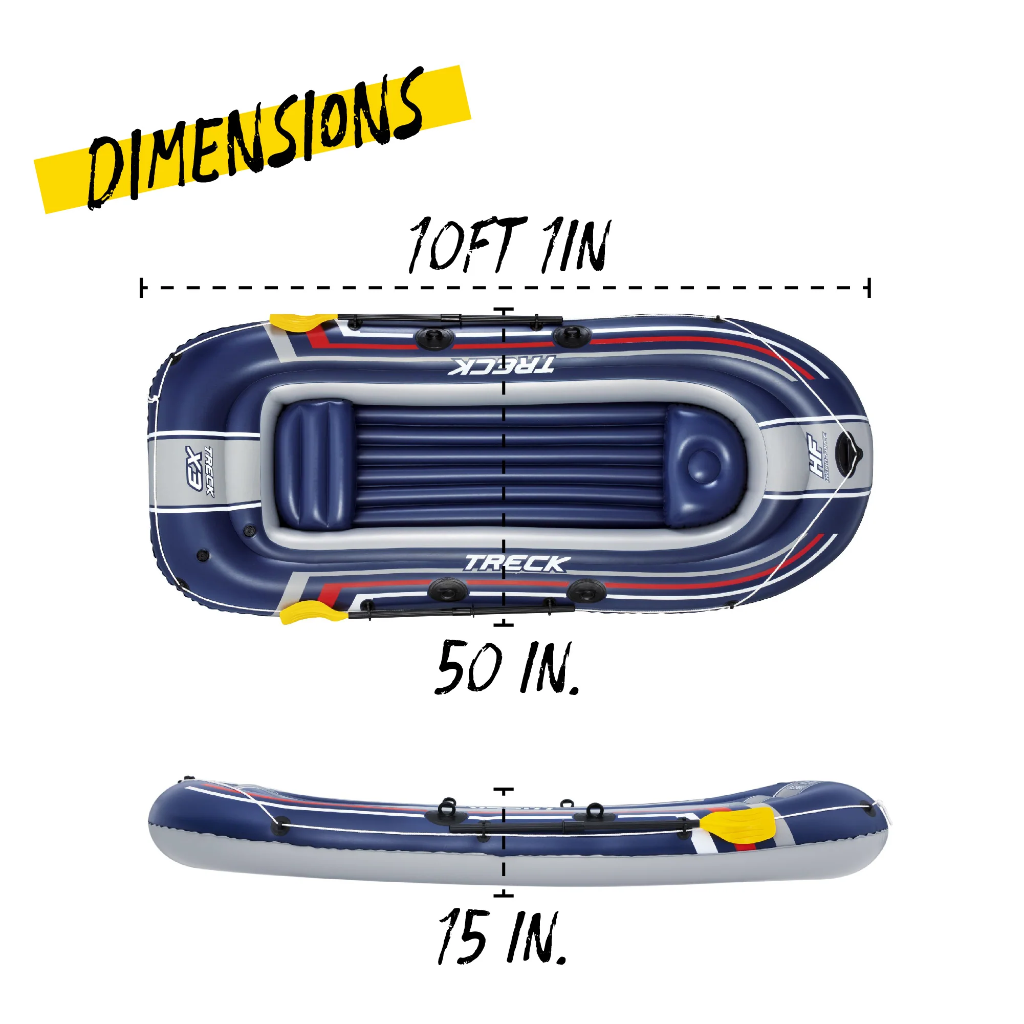 Hydro-Force 3 Person Inflatable Raft Set Treck X3 - Image 8