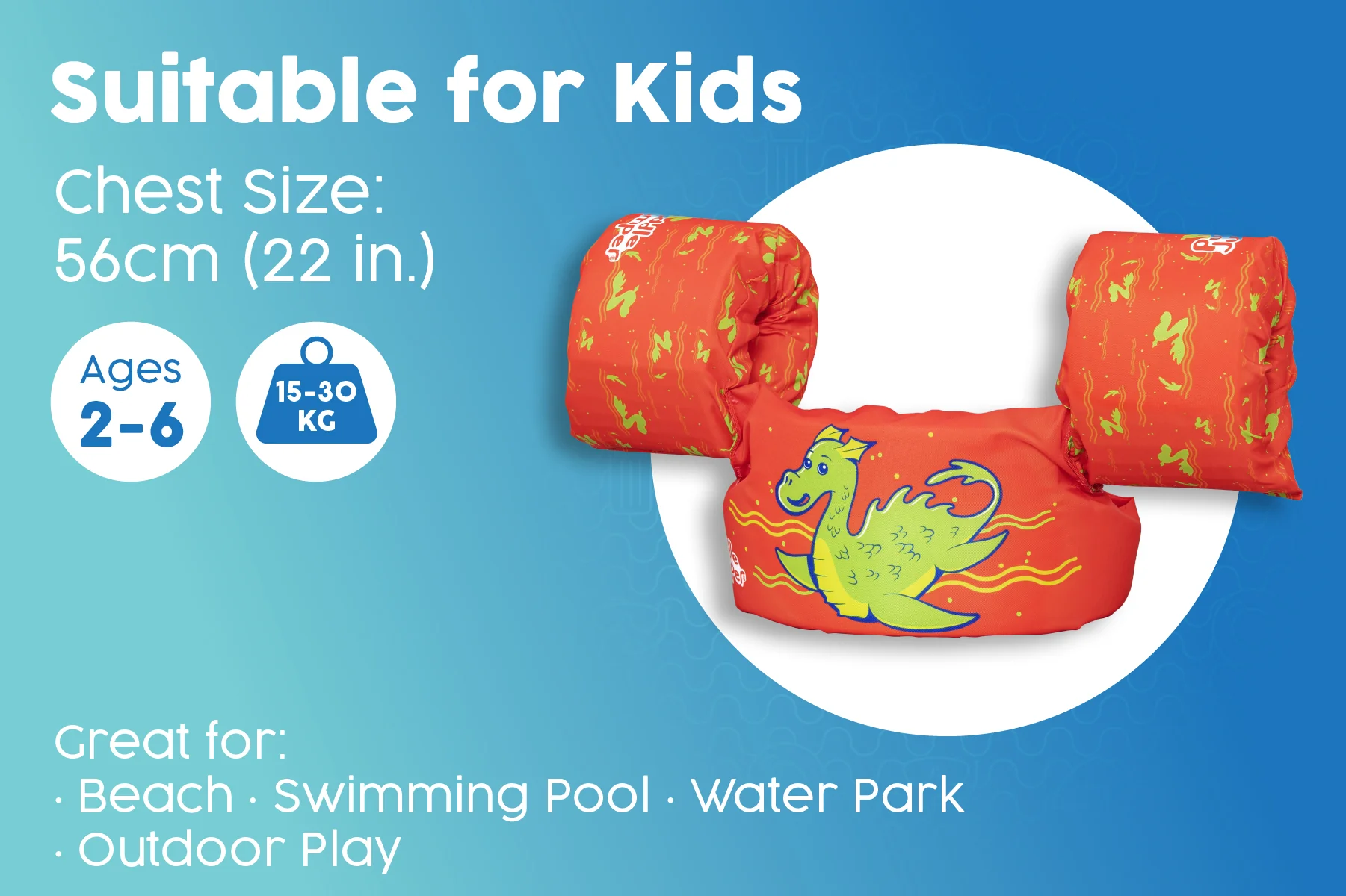 Kids Inflatable Swim Vest with Armbands – Monster - Image 9