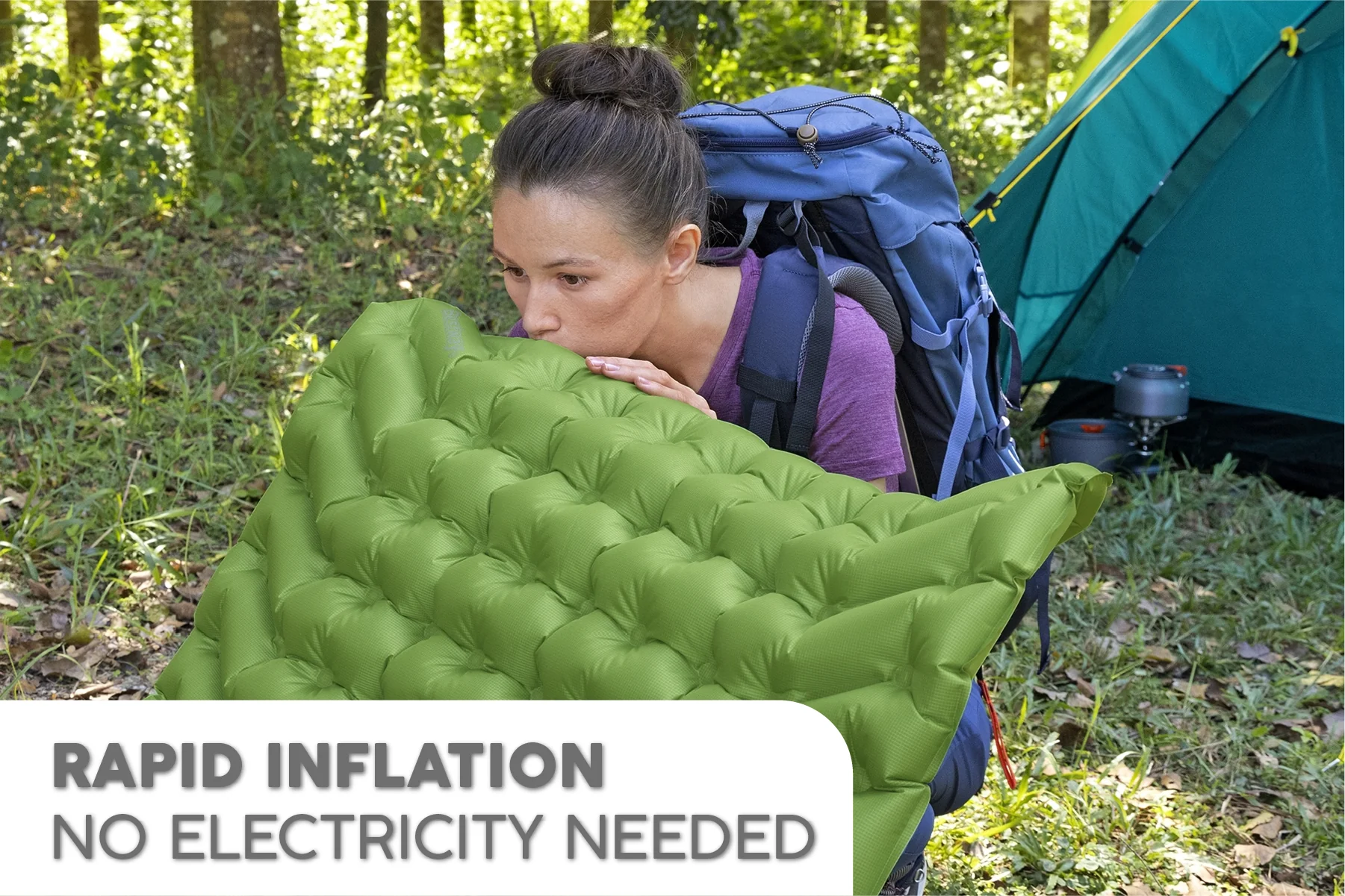 Wanderlite Compact Inflatable Air Sleeping Pad - Large - Image 6