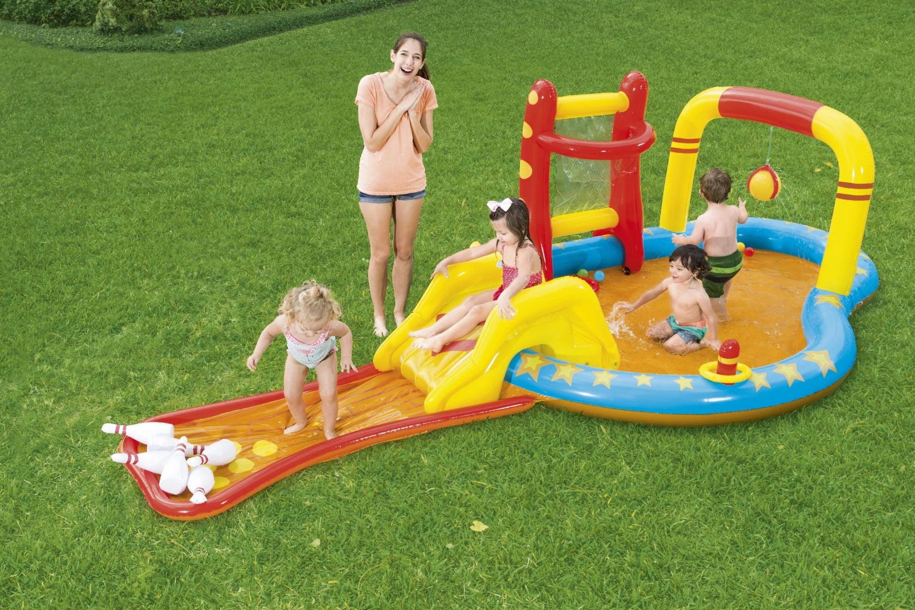 Kids Inflatable Lil' Champ Paddling Pool Water Play Centre, with Activities - Image 4