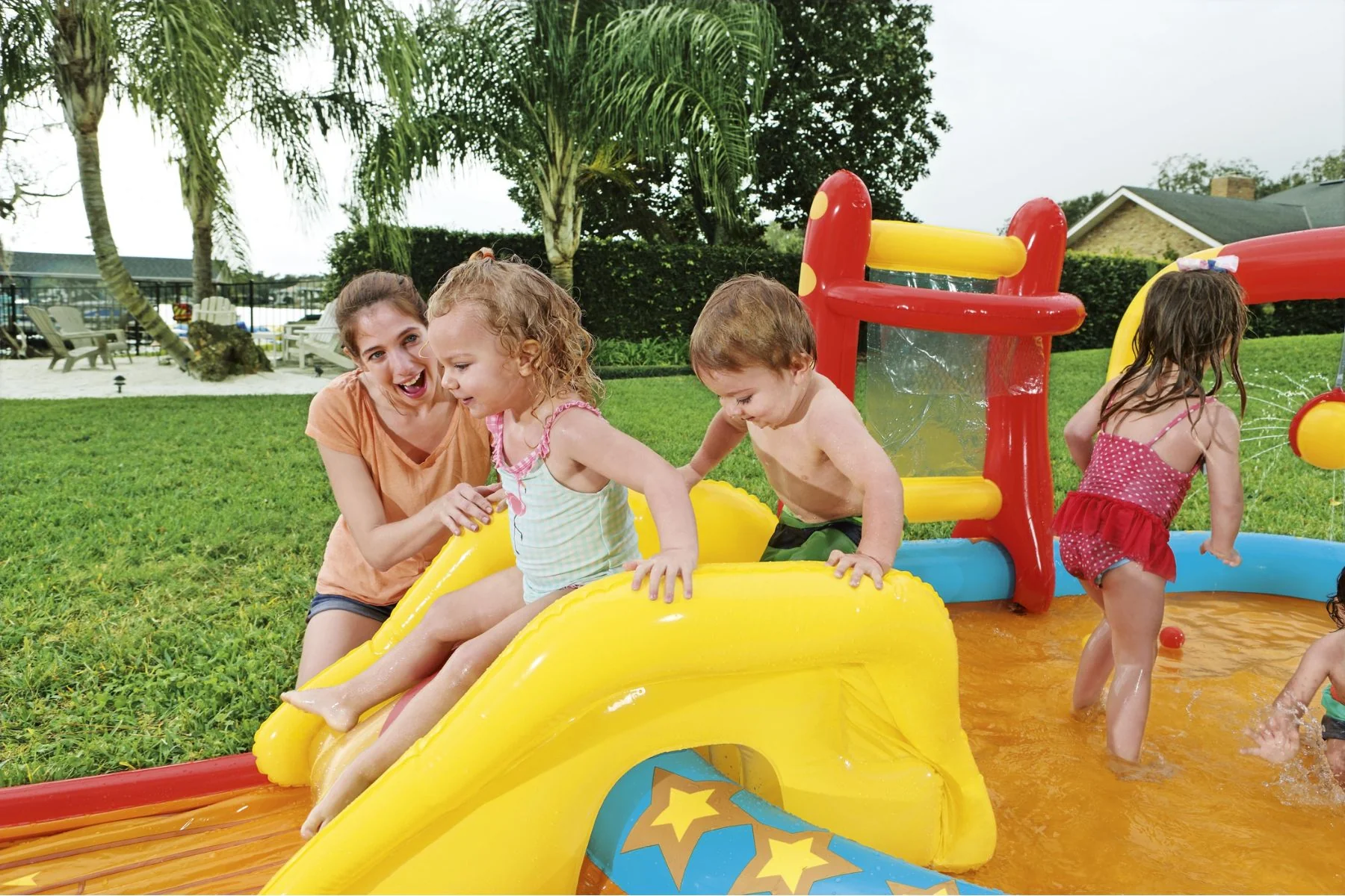 Kids Inflatable Lil' Champ Paddling Pool Water Play Centre, with Activities - Image 5