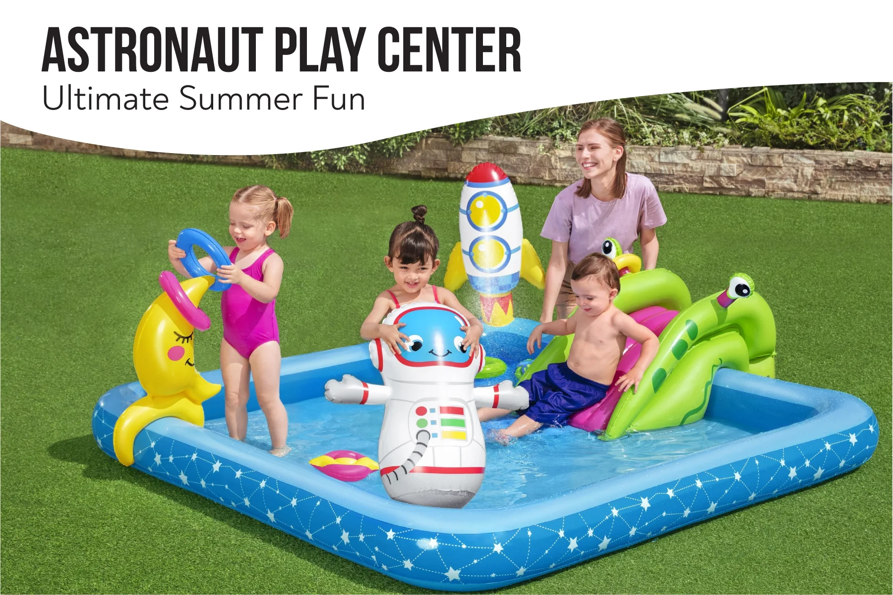 Little Astronaut Kids Inflatable Paddling Pool Play Center - Image 6