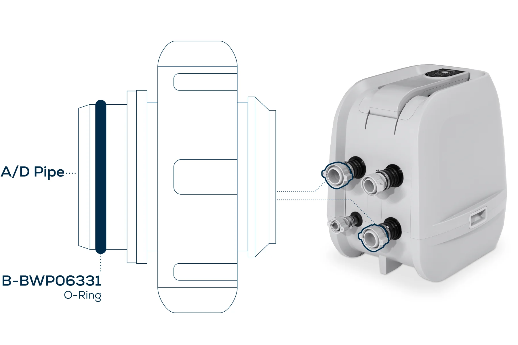 O-Ring for Water Inlet  - HydroJet A/D Pipe - Image 2