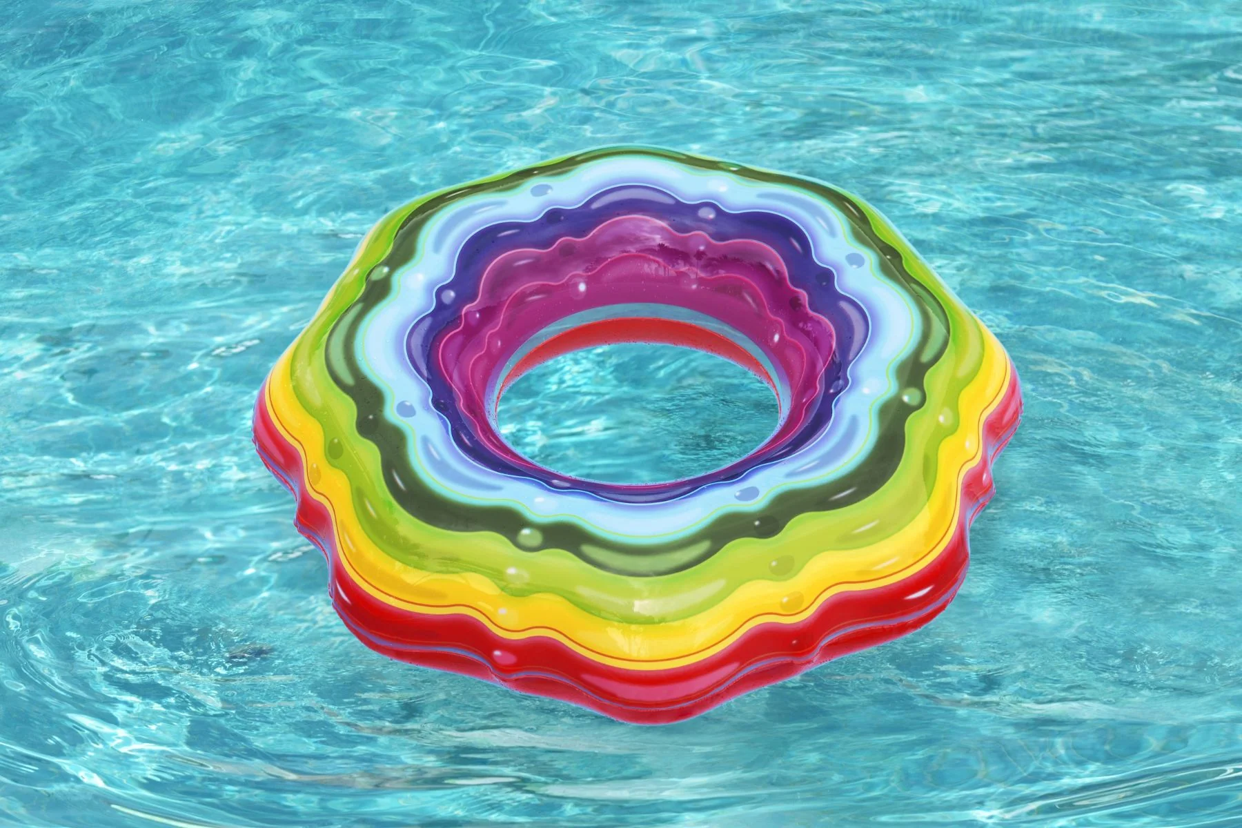 Inflatable Rainbow Ribbon Swim Ring Pool Float - Image 7