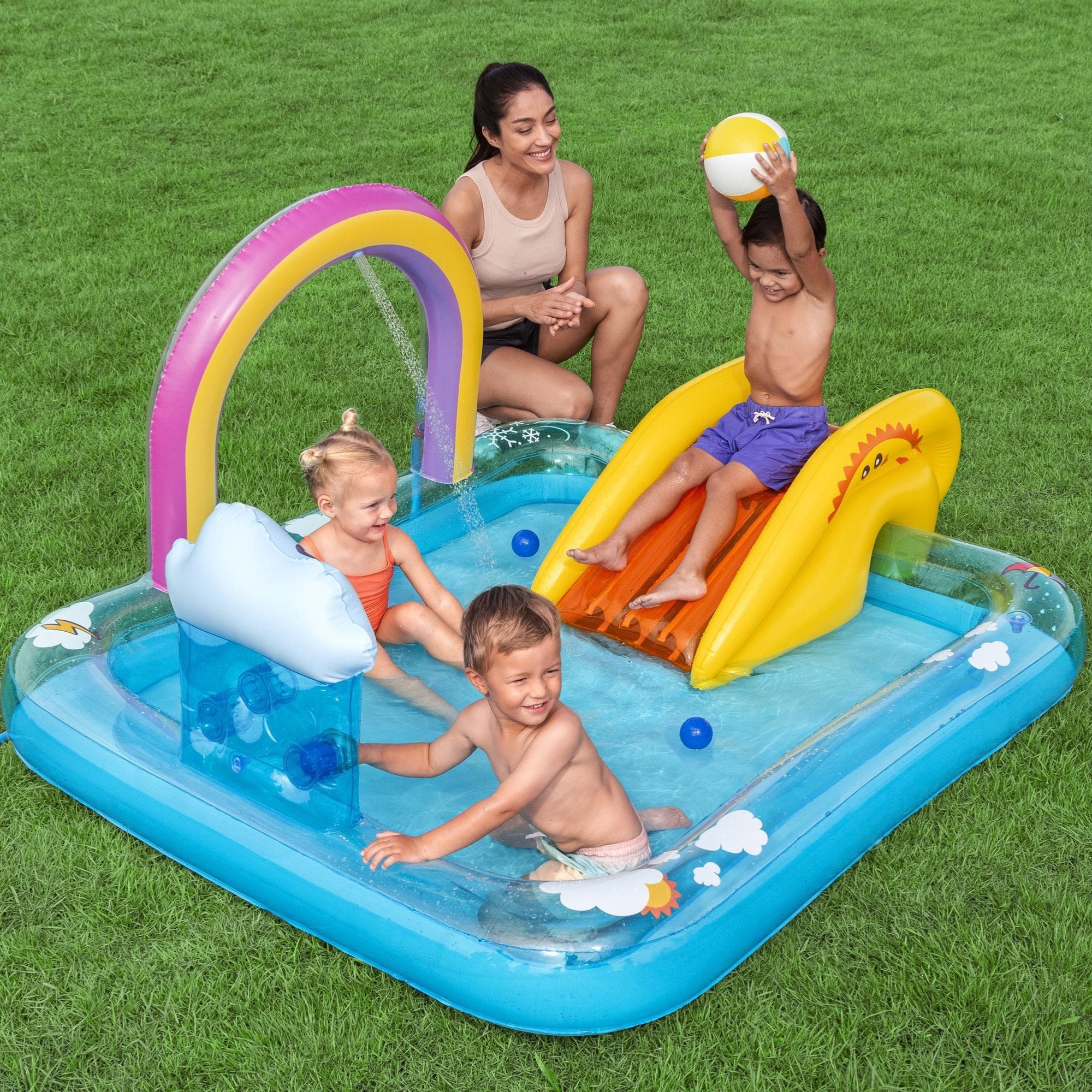 Rainbows 'n' Rays Inflatable Paddling Pool with Play Centre - Image 2