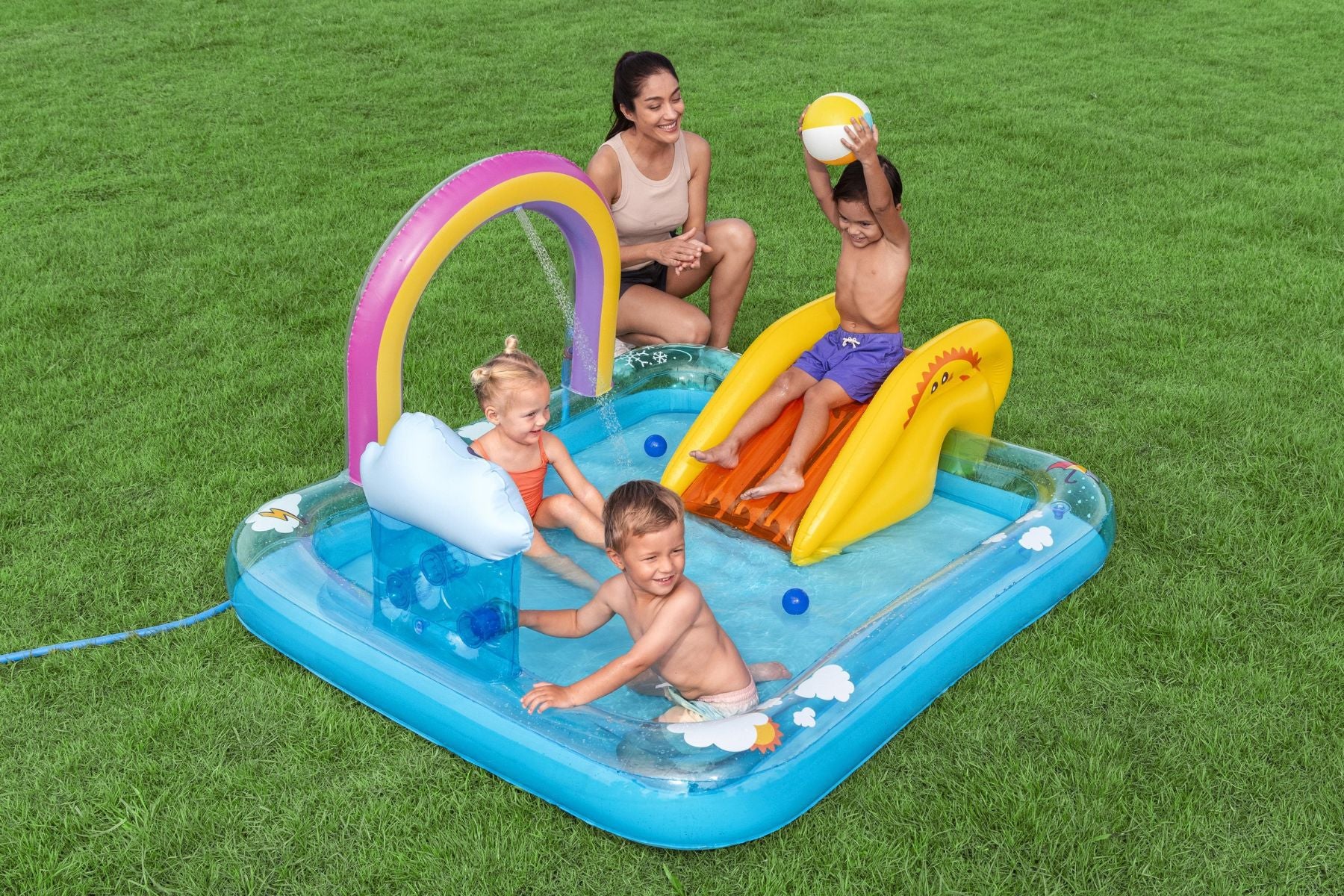Rainbows 'n' Rays Inflatable Paddling Pool with Play Centre - Image 4