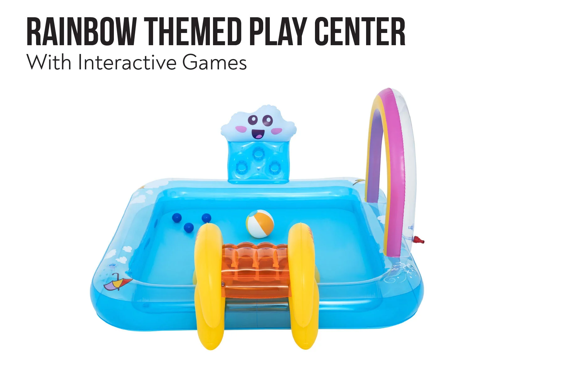 Rainbows 'n' Rays Inflatable Paddling Pool with Play Centre - Image 6