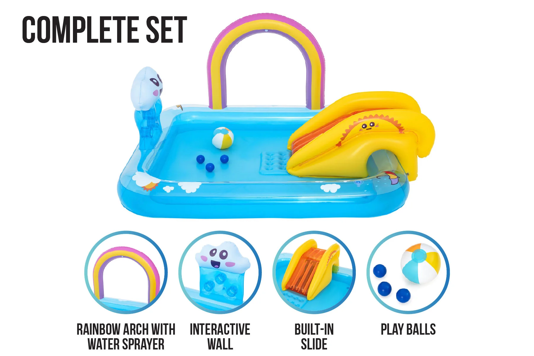 Rainbows 'n' Rays Inflatable Paddling Pool with Play Centre - Image 7