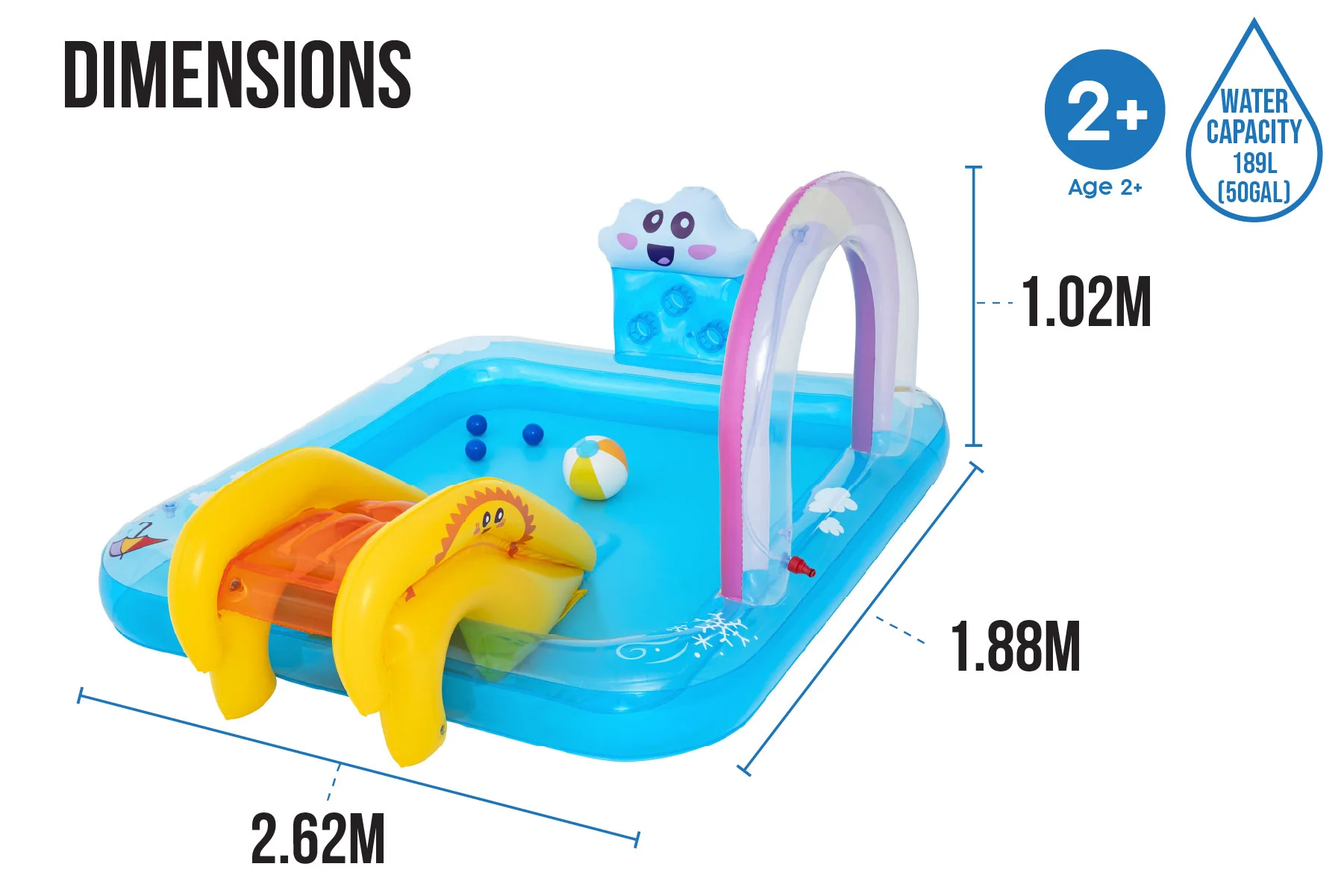 Rainbows 'n' Rays Inflatable Paddling Pool with Play Centre - Image 9