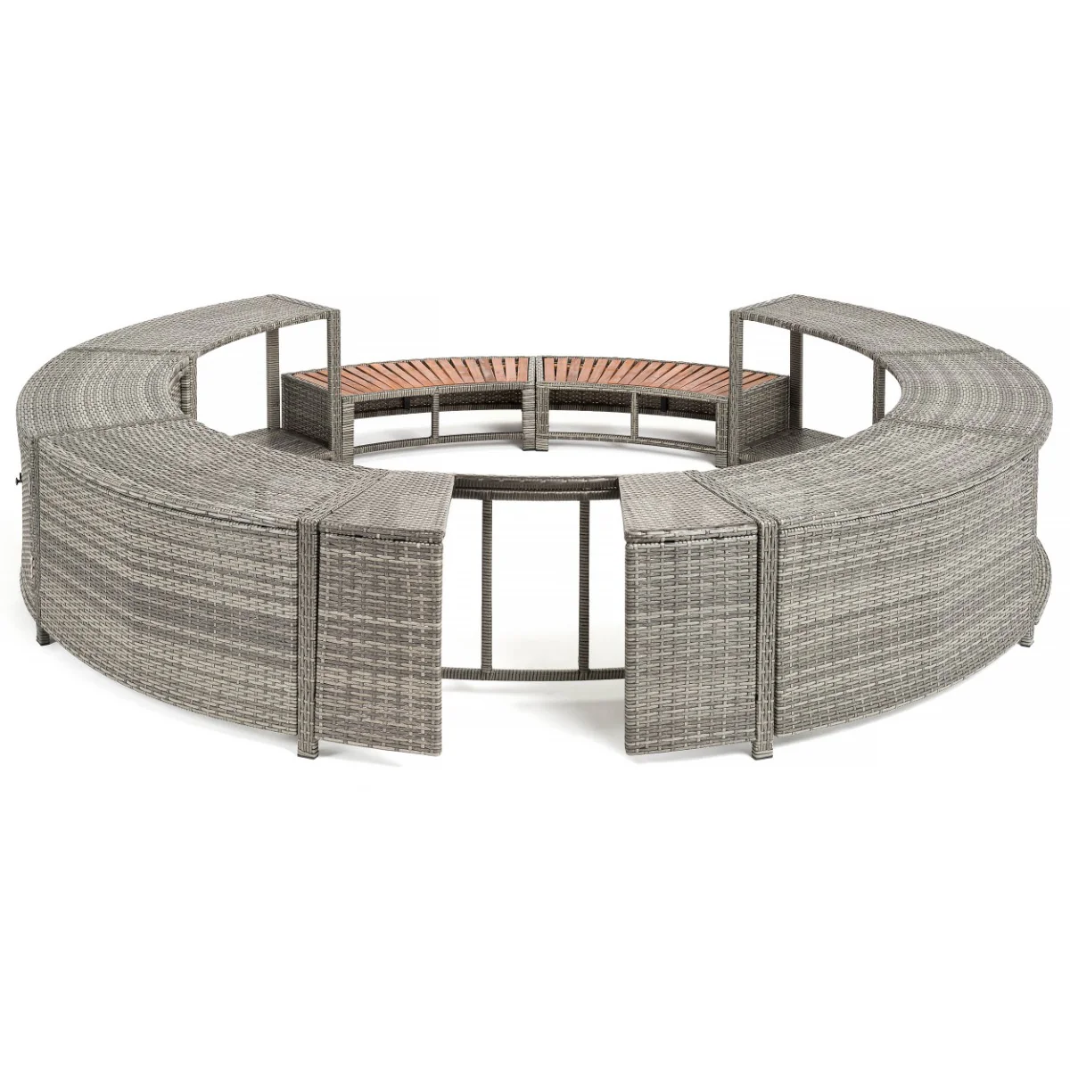 Round Rattan Hot Tub Surround 200cm Grey - Image 10