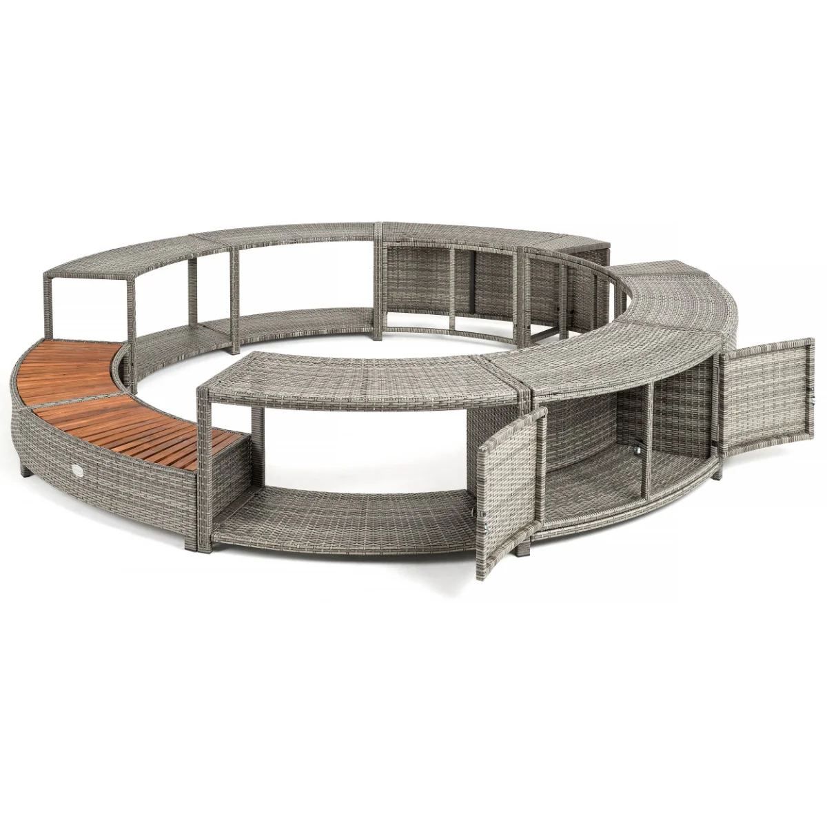 Round Rattan Hot Tub Surround 200cm Grey - Image 9
