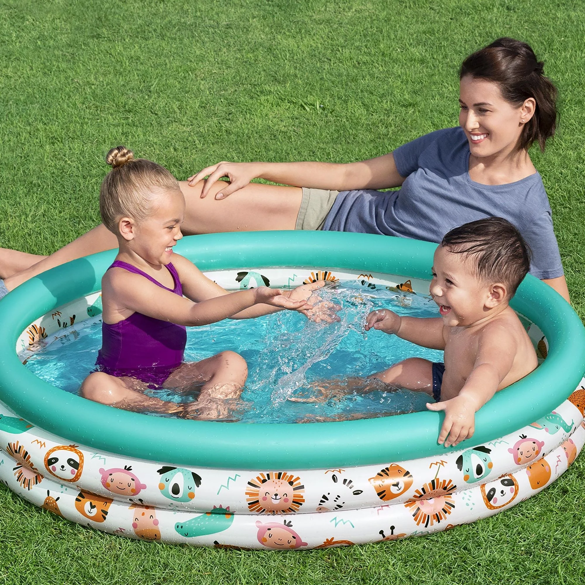 48" Safari Themed Kids Inflatable Paddling Pool - Image 2