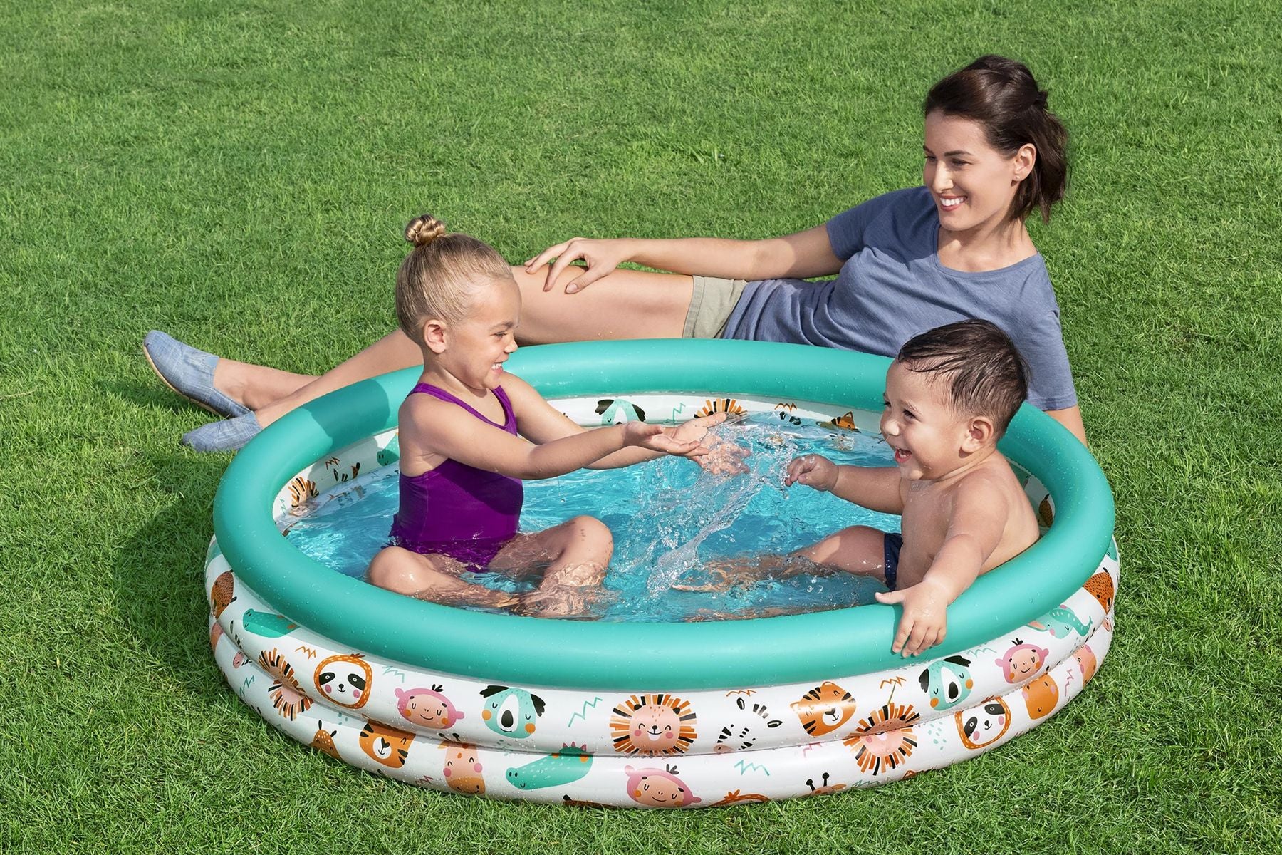 48" Safari Themed Kids Inflatable Paddling Pool - Image 4