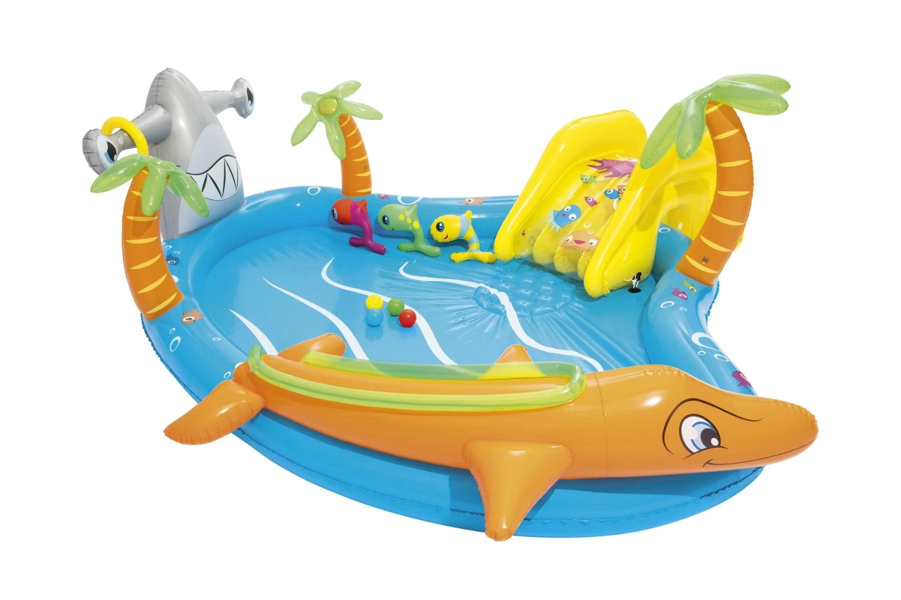 Kids Inflatable Sea Life Paddling Pool Water Play Centre, with Activities - Image 3