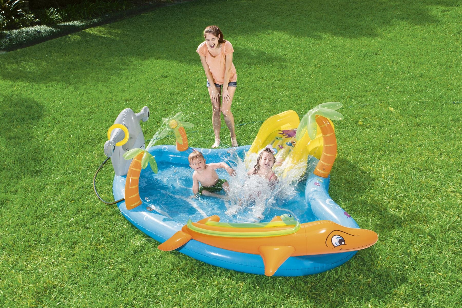 Kids Inflatable Sea Life Paddling Pool Water Play Centre, with Activities - Image 4
