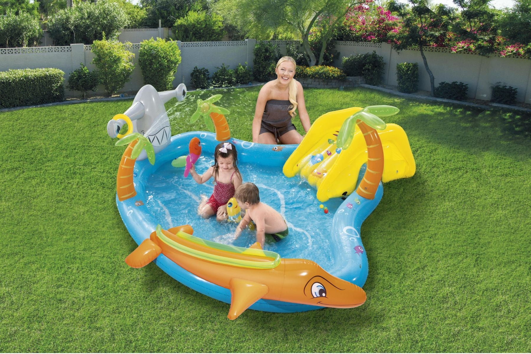 Kids Inflatable Sea Life Paddling Pool Water Play Centre, with Activities - Image 5