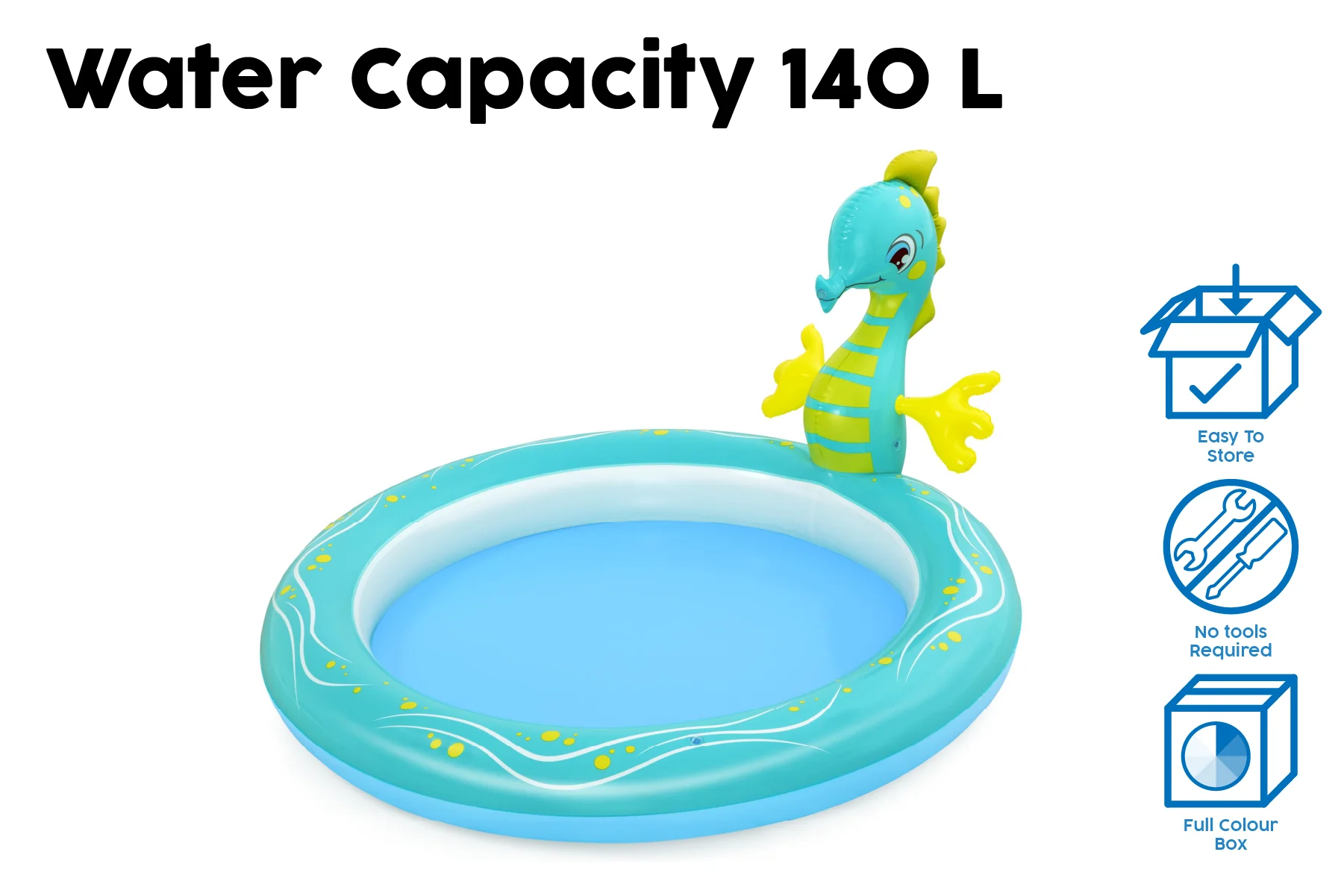 Seahorse Sprinkler Kids Inflatable Paddling Pool - Image 8