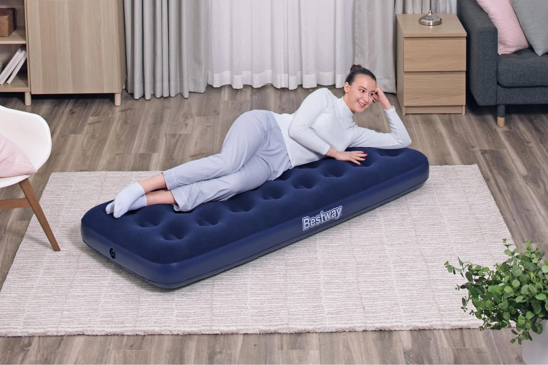 Single Flocked Airbed Inflatable Air Mattress - Image 6