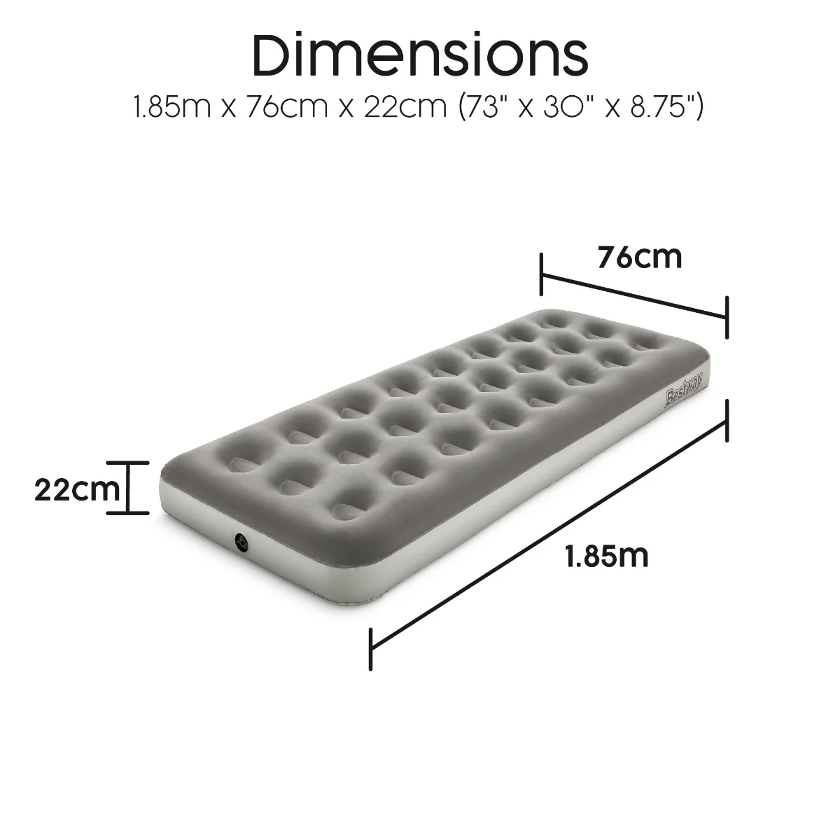 Single Flocked Airbed with Cordless Electric Battery Pump - Image 10