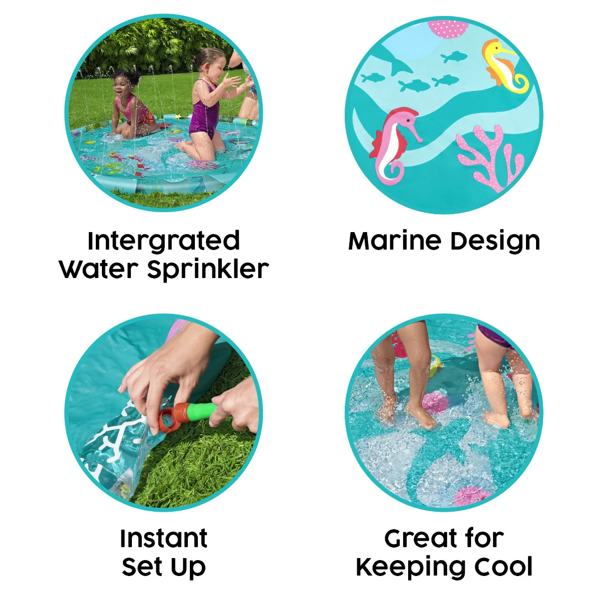 Sprinkler Splash Pad, Kids Water Mat - Image 9