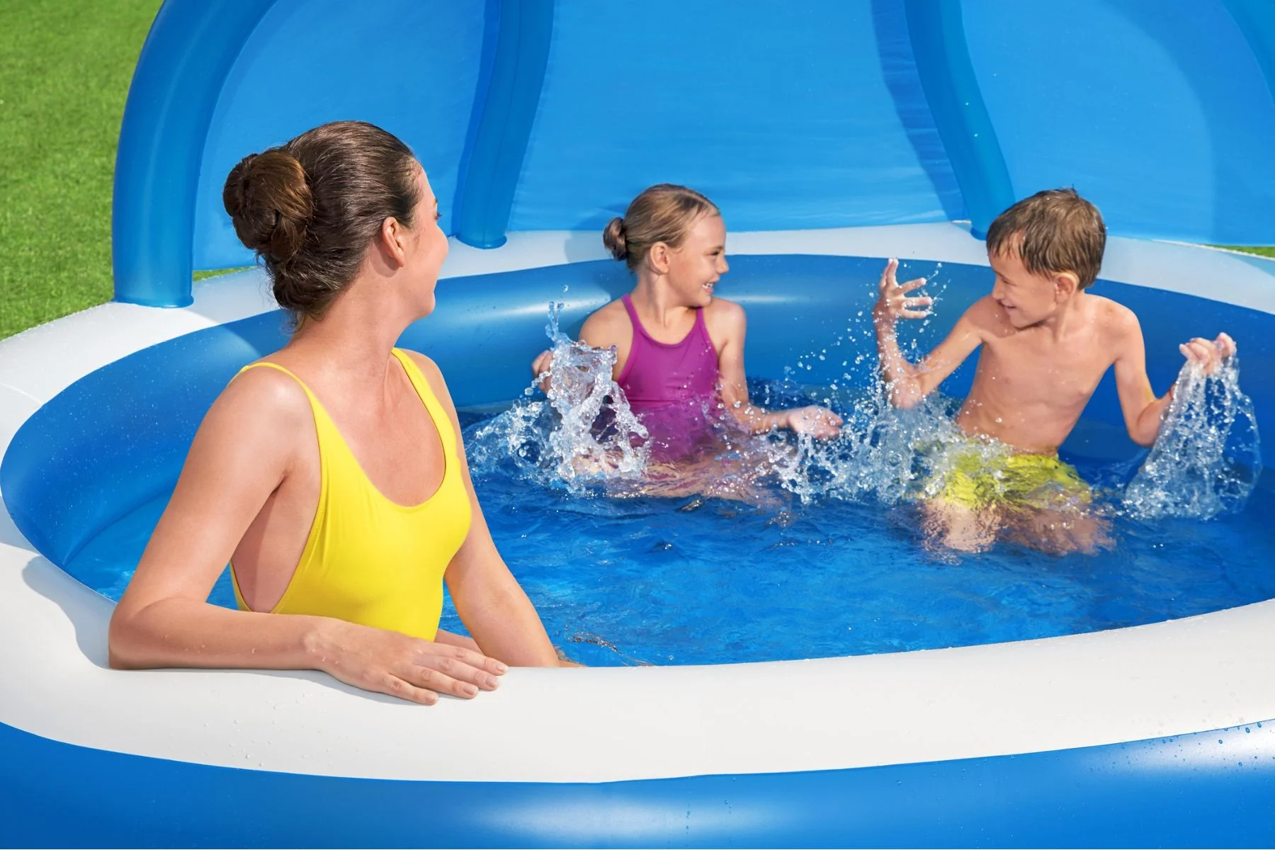 Kids Inflatable Paddling Pool with Canopy - Image 5