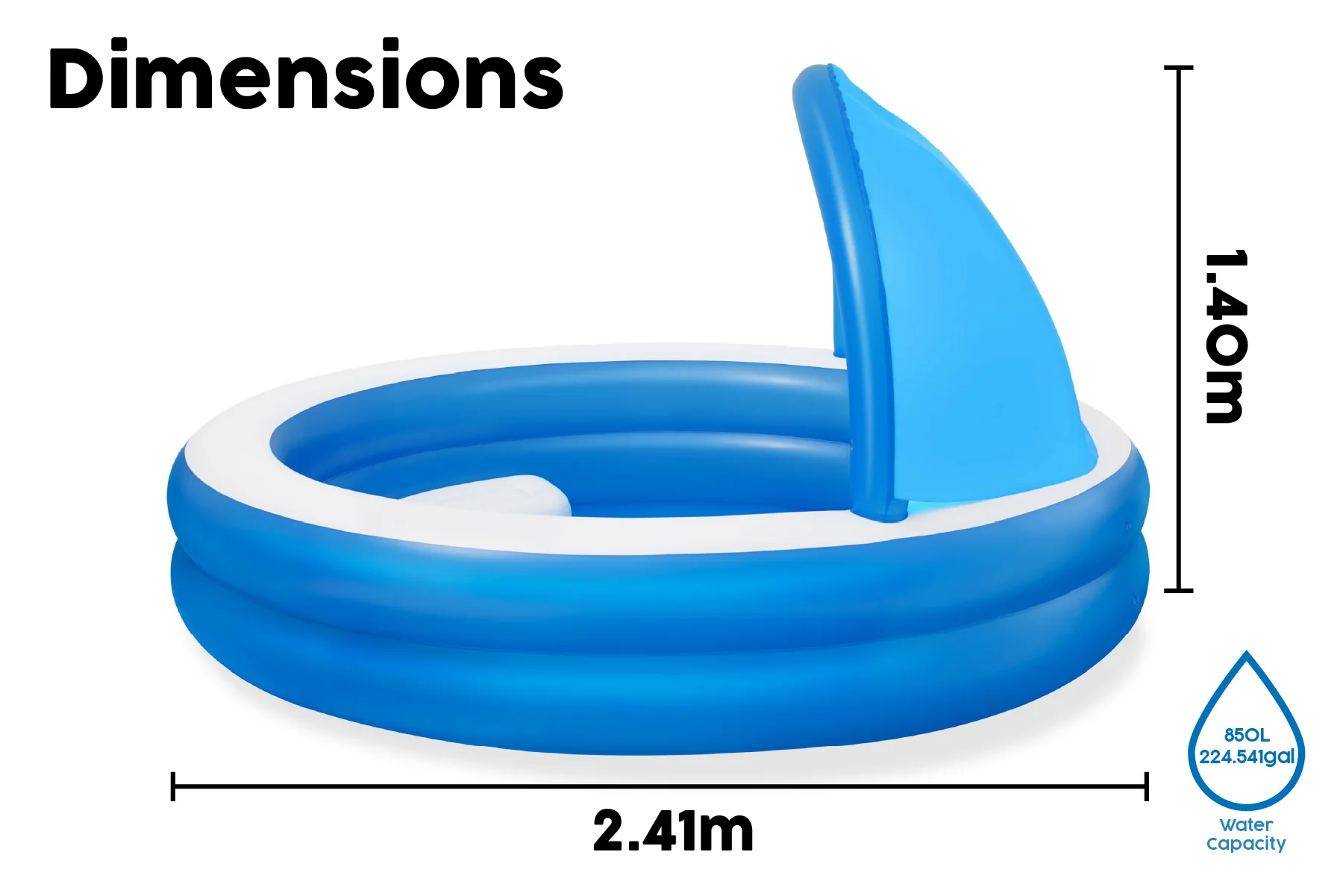 Kids Inflatable Paddling Pool with Canopy - Image 9