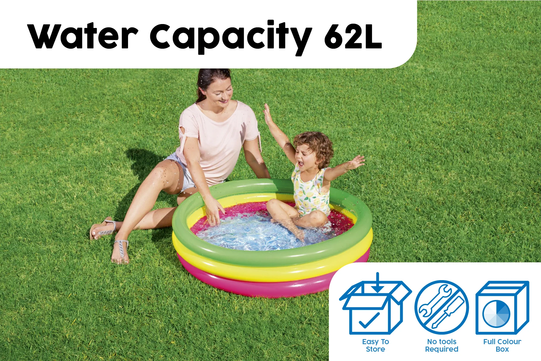 3-Ring Colourful Kids Inflatable Paddling Pool - Image 5