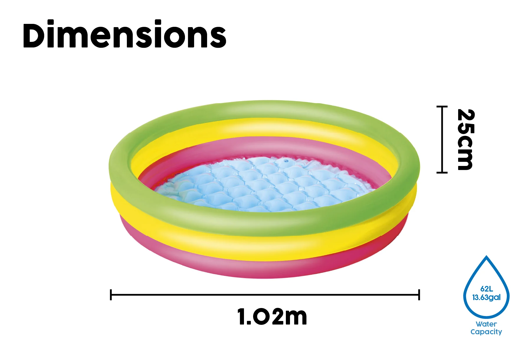 3-Ring Colourful Kids Inflatable Paddling Pool - Image 8