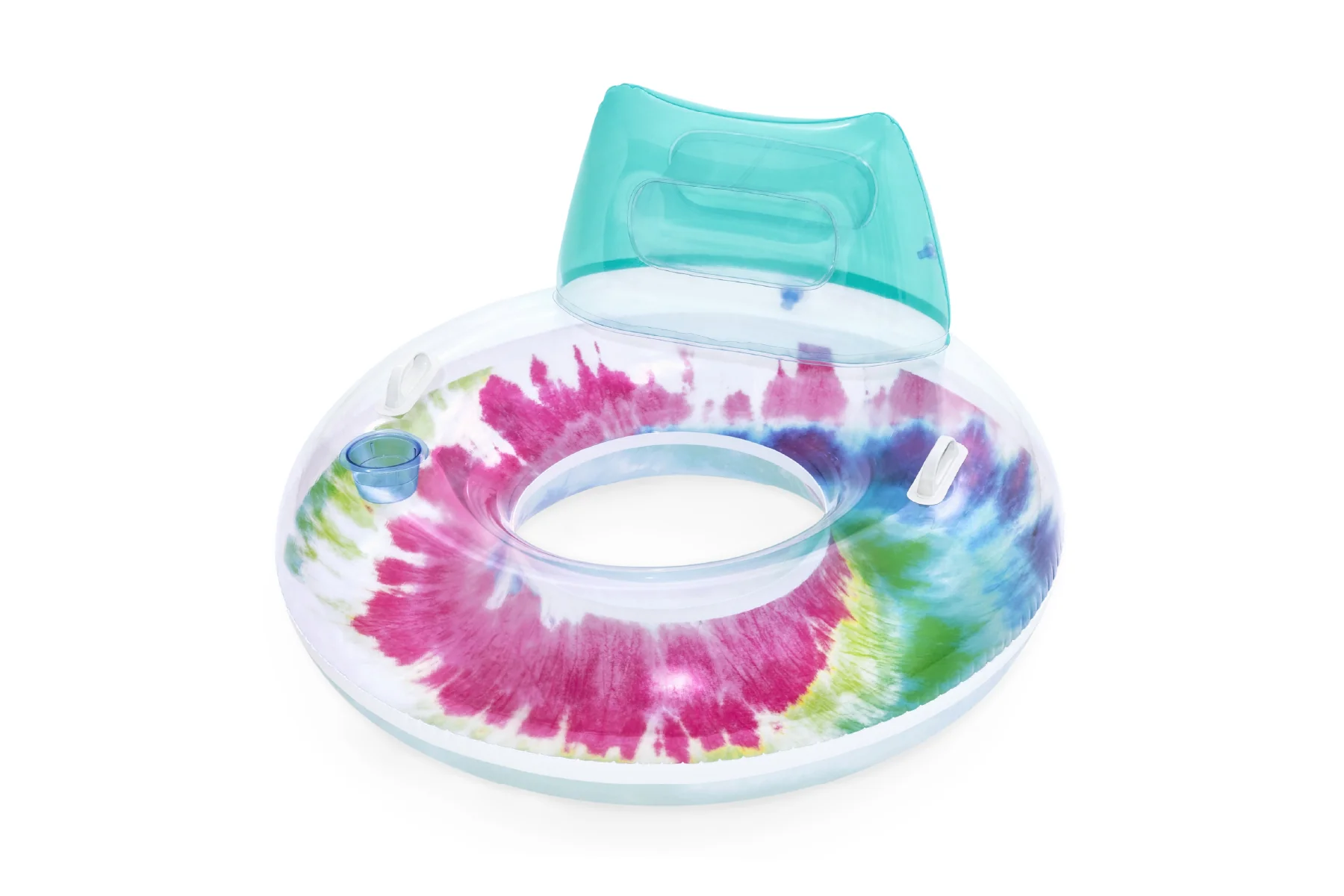 Inflatable Tie Dye Swim Ring, Pool Float with Backrest - Image 3