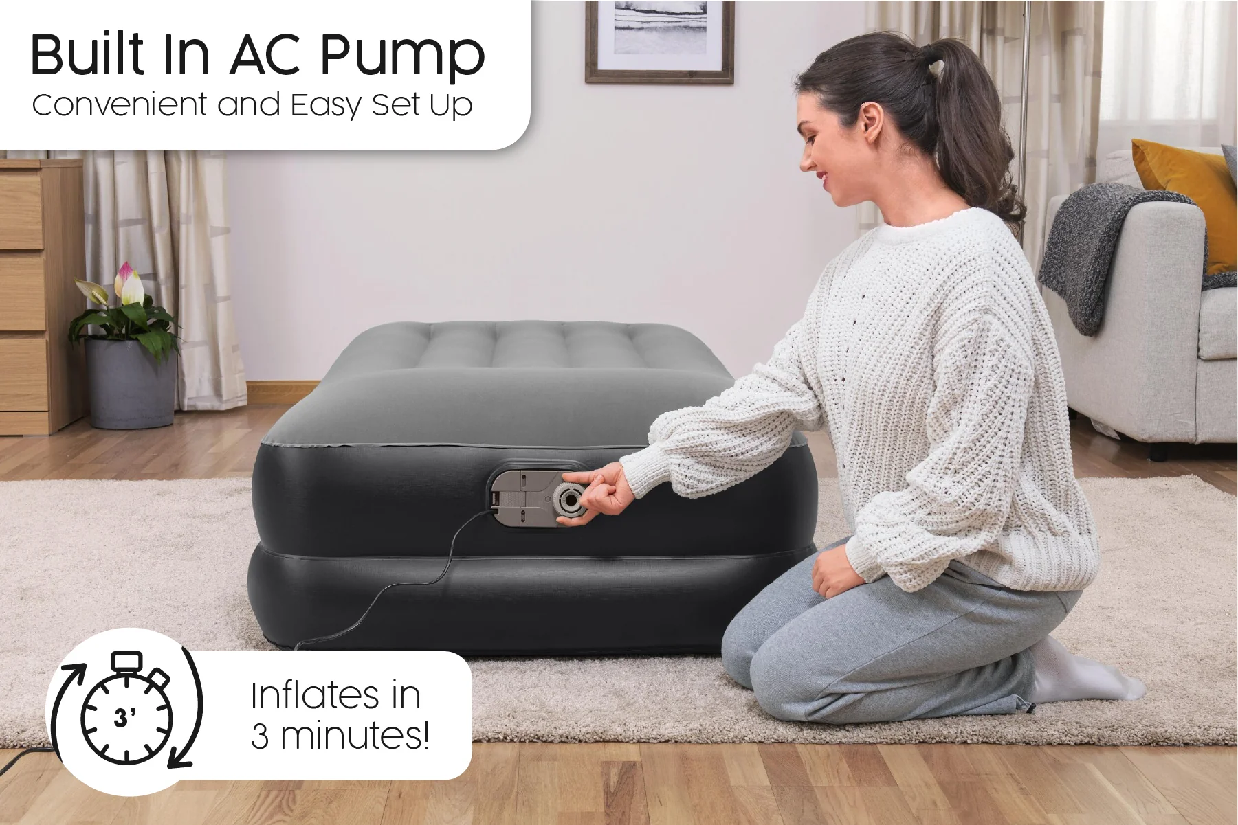 Tritech Air Mattress Twin Built-in AC pump - Image 7