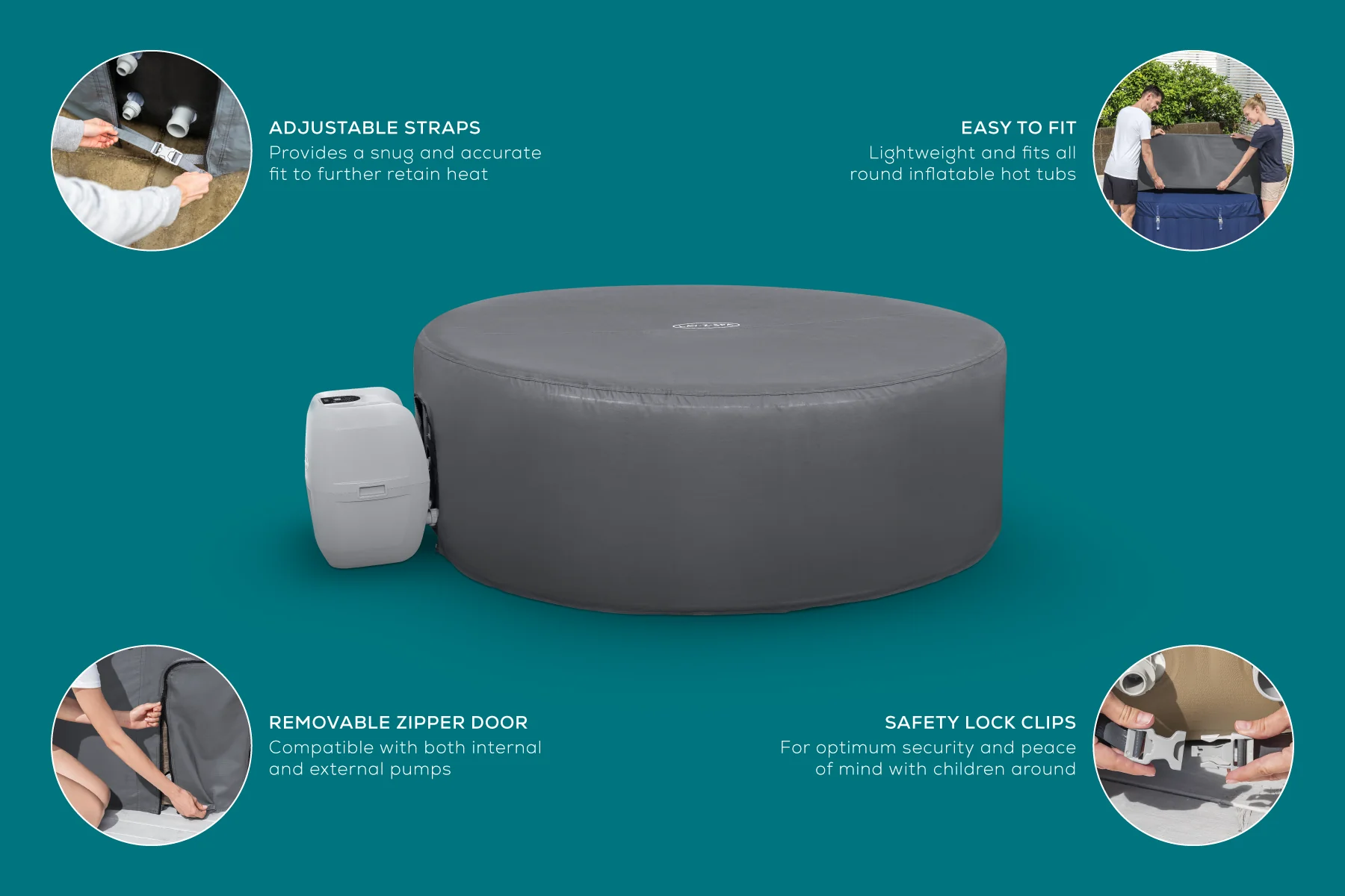 Round Thermal Hot Tub Cover - X Small 170cm x 66cm - Image 5