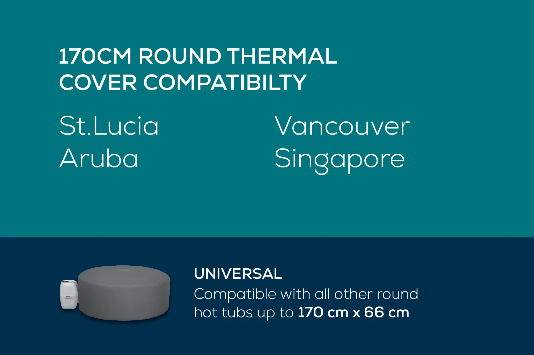 Round Thermal Hot Tub Cover - X Small 170cm x 66cm - Image 7