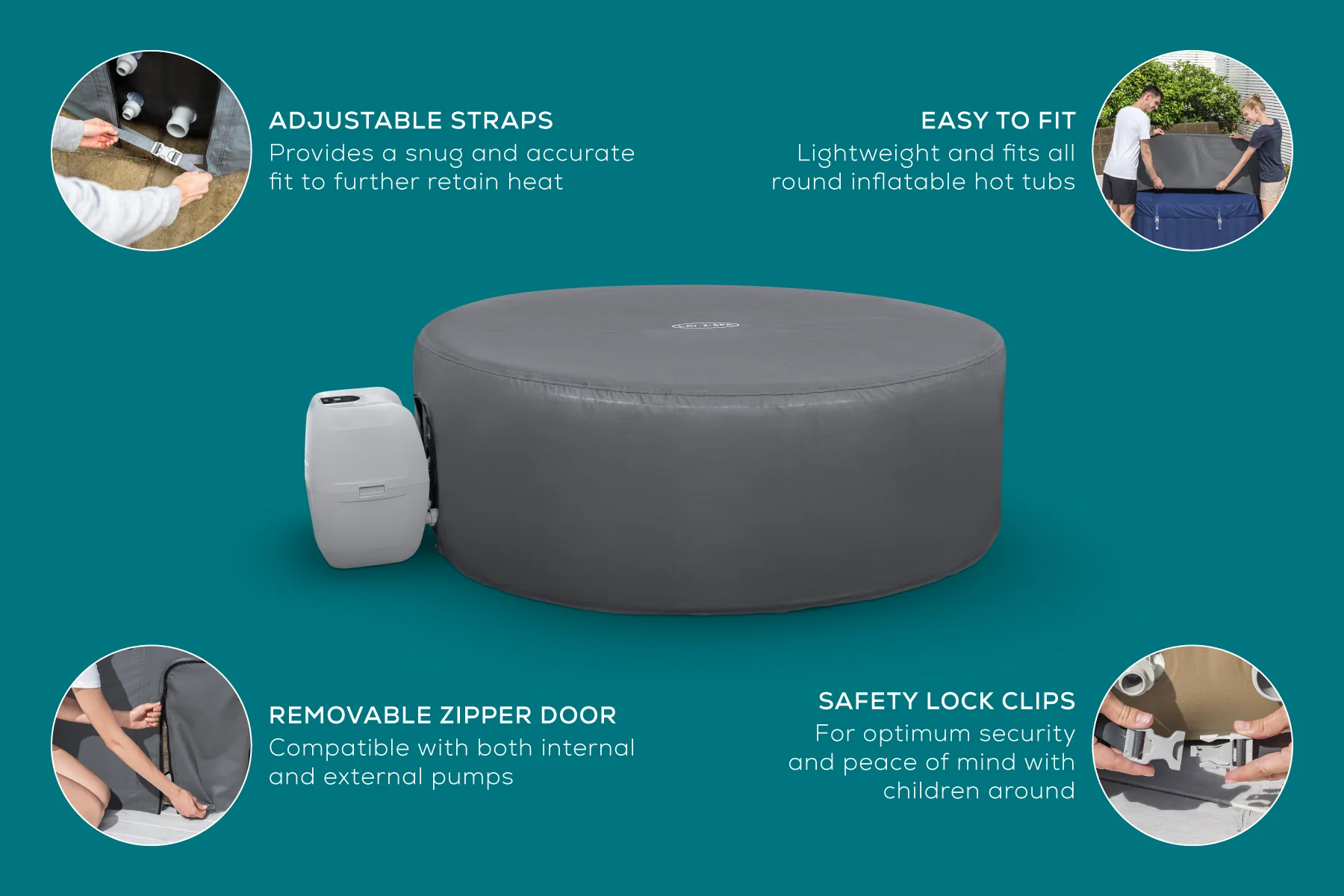 Round Thermal Hot Tub Cover - XXL 236cm x 71cm - Image 8