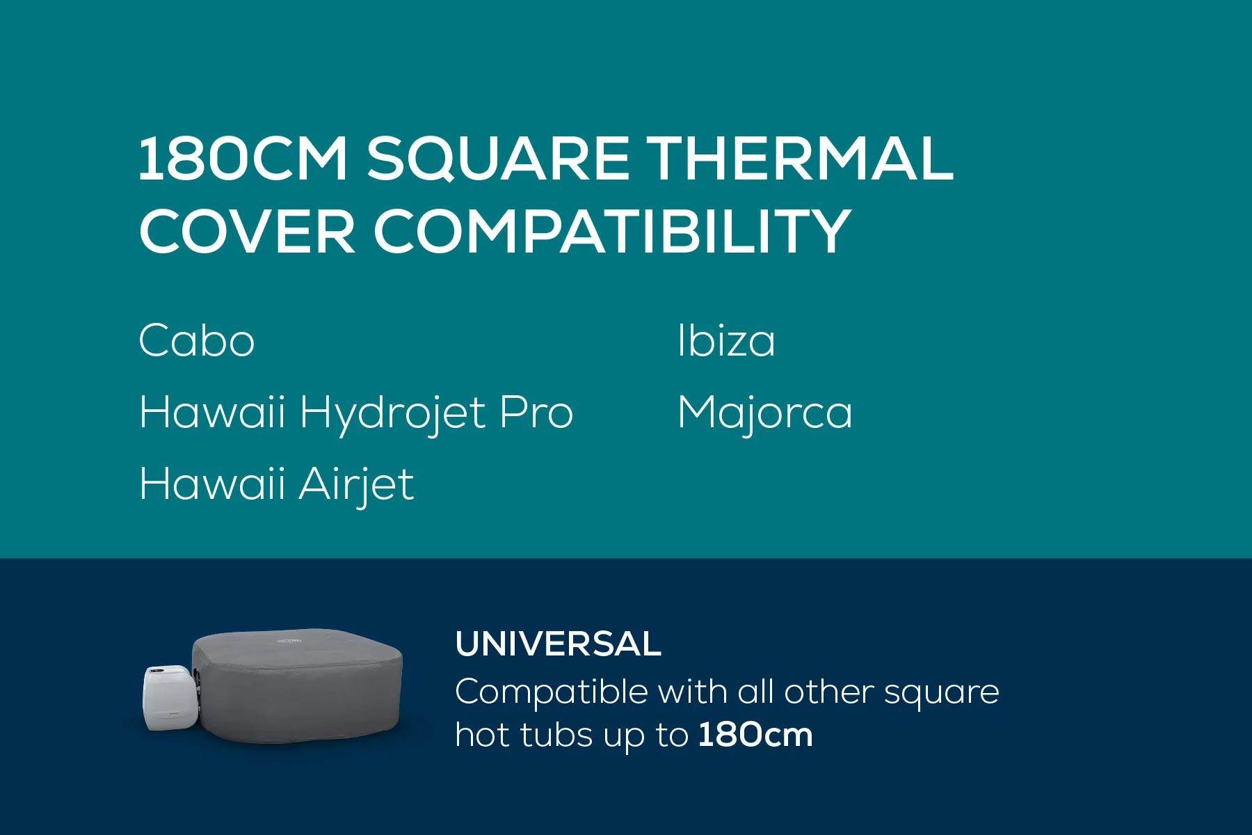 Square Thermal Hot Tub Cover - Small 180cm x 71cm - Image 4