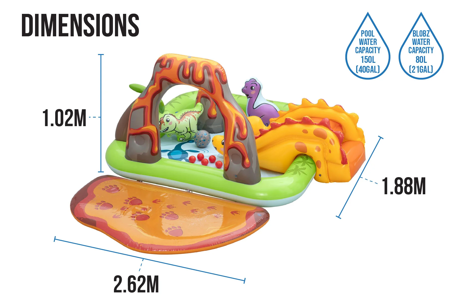 Volcano Springs Inflatable Paddling Pool with Play Centre - Image 9