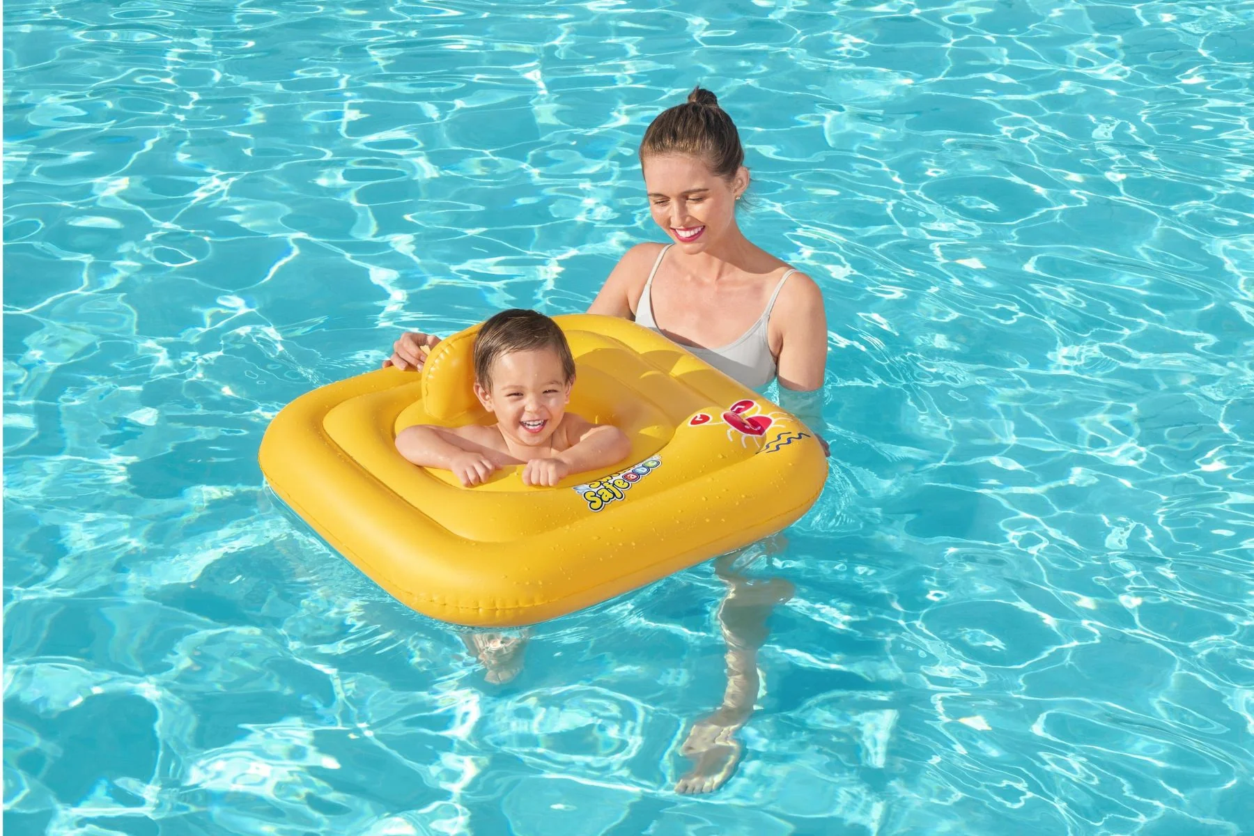 Inflatable Square Baby Boat Swim Ring, Pool Float with Backrest - Image 4