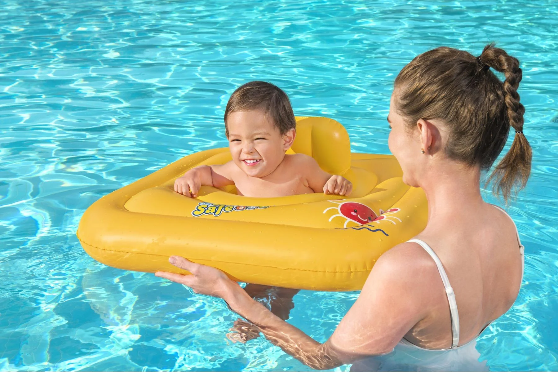 Inflatable Square Baby Boat Swim Ring, Pool Float with Backrest - Image 5