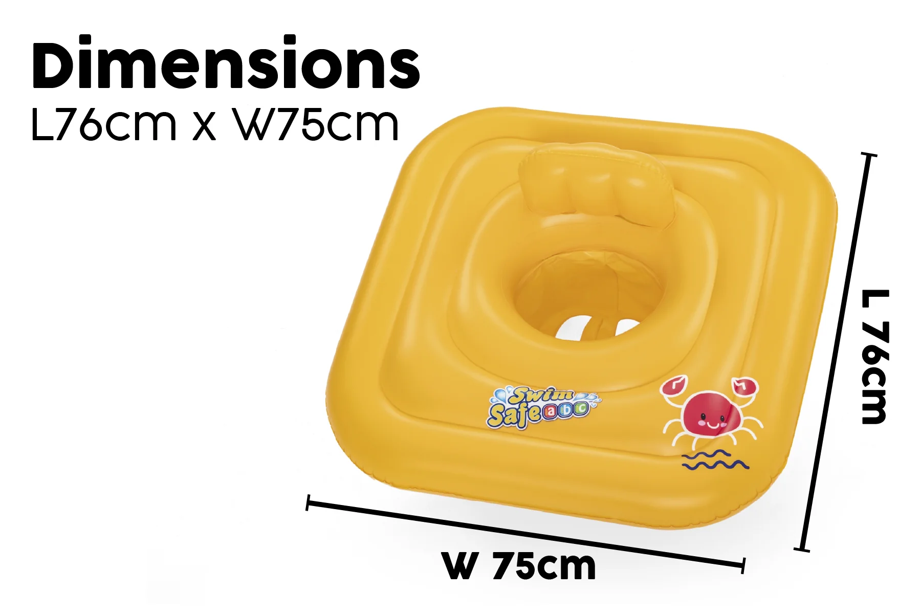 Inflatable Square Baby Boat Swim Ring, Pool Float with Backrest - Image 9